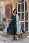 KA 1136 Faux Blooming Embroidery Designer Gown With Dupatta Wholesalers In Surat